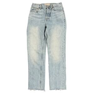 Everlane The 90s Cheeky Jean Light Wash Distressed Raw Hem Denim Womens Size 24